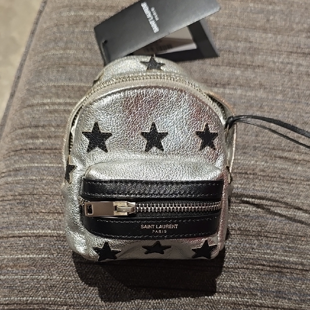 Saint Laurent Silver Backpack with Black Stars 100% Authentic.